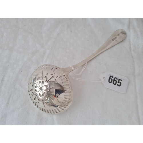 665 - A Georgian Irish sifter spoon with oval bowl, Dublin 1820 by IE