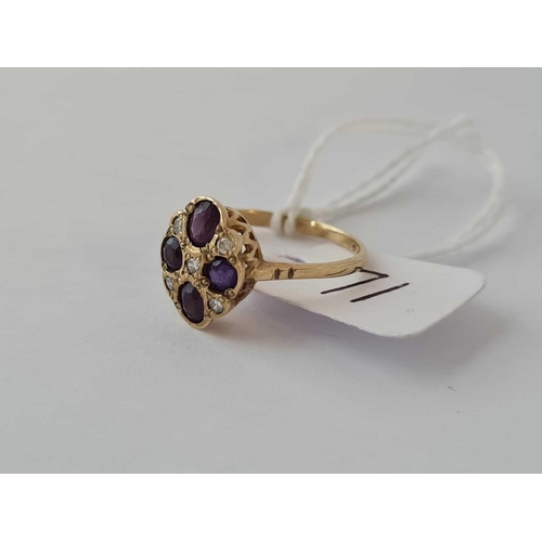 71 - An attractive amethyst & diamond 9ct ring size K