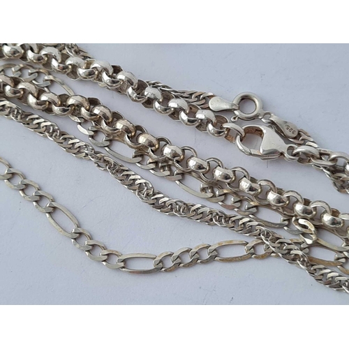 93 - Three silver neck chains - 46 gms