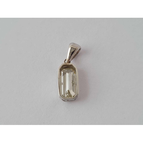 145 - ANTIQUE EMERALD CUT DIAMOND PENDANT, 1.35ct (KNOWN WEIGHT) PLATINUM MOUNTED