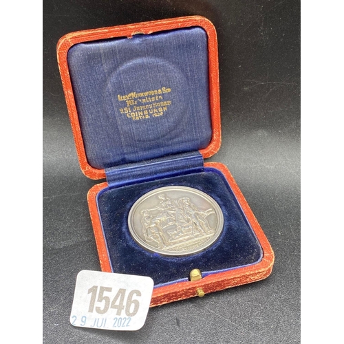 1546 - 1843 silver medallion in box 41 g.