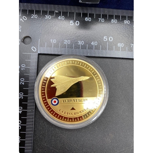 1559 - A group of 12 medals of Aircraft of the R.A.F Commemorative Collection gold plated