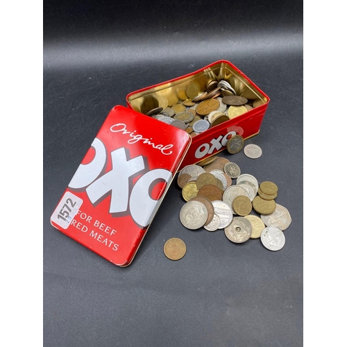 1572 - An Oxo tin of various coins