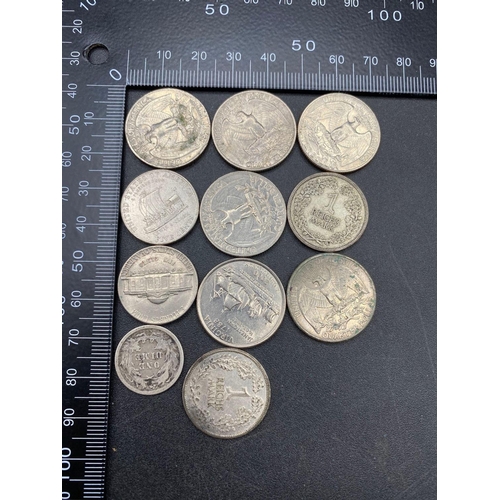 1622 - Ten USA and German coins