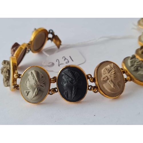 231 - A 19th century lava cameo bracelet