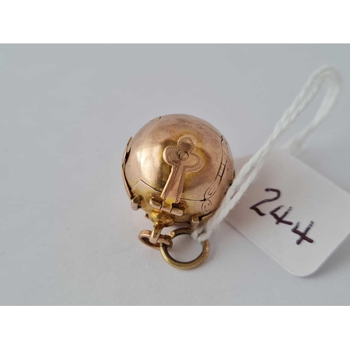 244 - Antique gold masonic ball with 4 hinged arms.