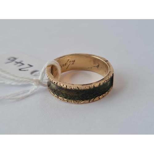 246 - Gold mourning ring inscribed on the inside of shank �Died 21st Oct, 1841 aged 72� size L