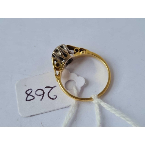 268 - A diamond solitaire ring in 18ct gold mount size I 3.9g inc