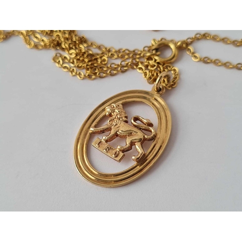 291 - A Leo the lion 9ct pendant on 9ct chain 3.9g