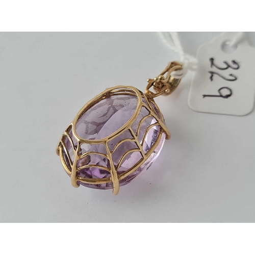 329 - A large amethyst pendant with opening bail 9ct