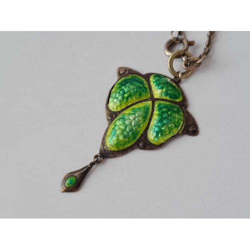 39 - A silver art nouveau and enamelled pendant necklace