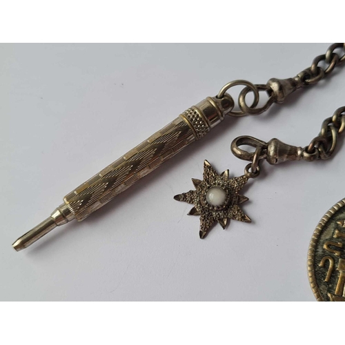 17 - A silver and metal chatelaine