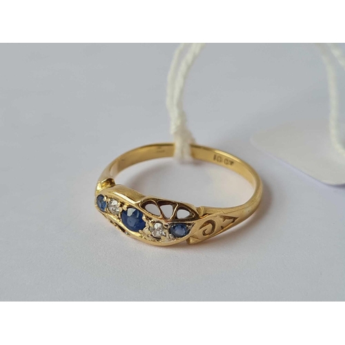 171 - A Victorian sapphire and diamond ring 18ct gold size R  3 gms