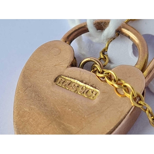 173 - A antique rose gold heart shaped padlock 9ct  3.9 gms