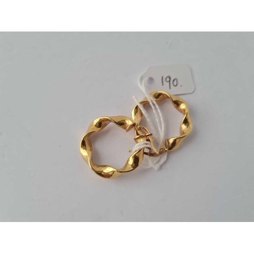 190 - A pair of hooped earrings 18ct gold  4.3 gms