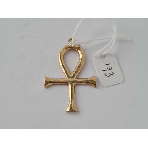 193 - A large ankh pendant 9ct  7.7 gms