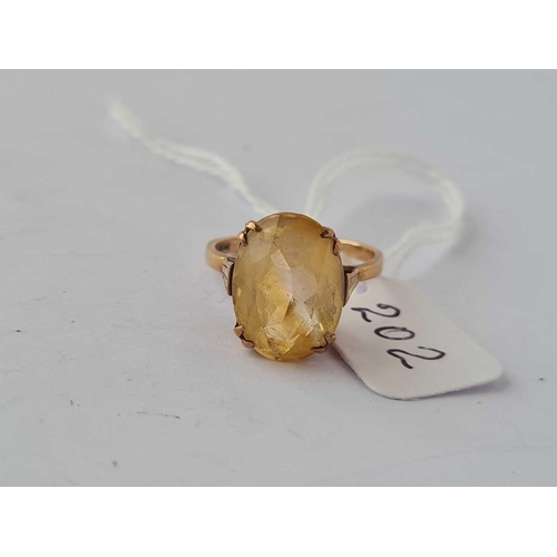 202 - A citrine ring 9ct size K  3 gms