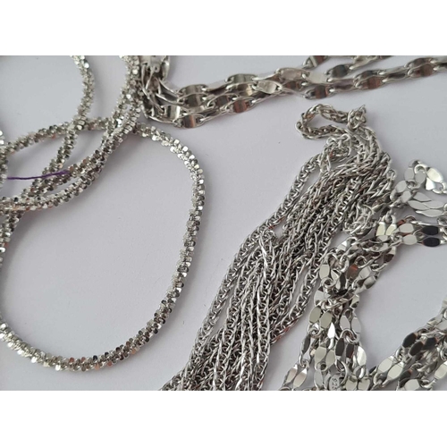 225 - Seven silver chains  46 gms