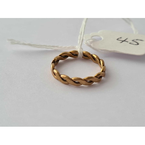 45 - A rope twist 9ct ring size H 1.5g