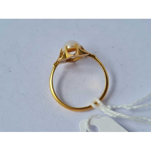 54 - A vintage 18ct gold (tested) pearl ring size N  3.4 gms