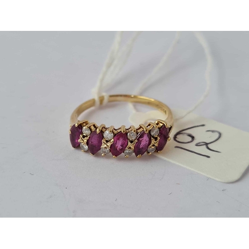 62 - Another vintage ring in 9ct gold set with rubies & diamonds size K