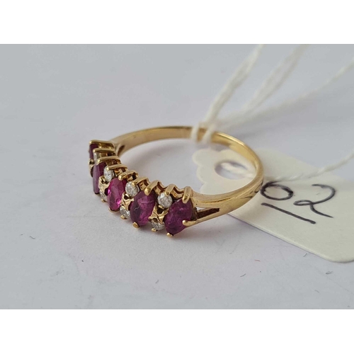 62 - Another vintage ring in 9ct gold set with rubies & diamonds size K