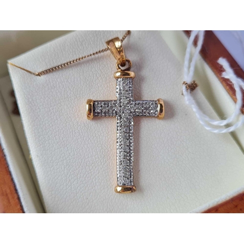 7 - A diamond cross pendant necklace, 9ct, 18” long, 4 g.