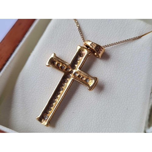 7 - A diamond cross pendant necklace, 9ct, 18” long, 4 g.