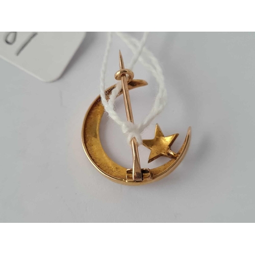 81 - A Victorian crescent star brooch 15ct gold  2.7 gms