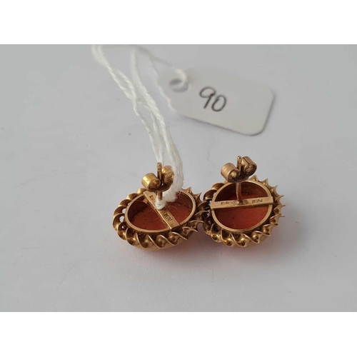 90 - A pair of cameo earrings 9ct  3.9 gms