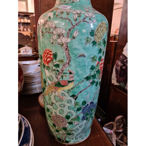 1751 - A large Chinese vase painted with birds on flowering tree, 24” high