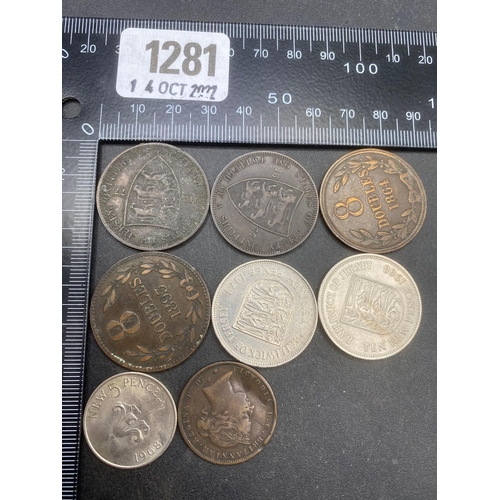 1281 - Jersey/ Guernsey 8 coins, to include 5 Queen Victoria coins