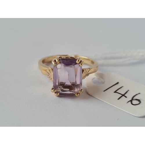 146 - An amethyst ring, 14ct, size L, 4.0 g.