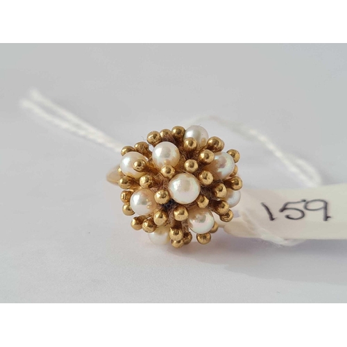 159 - A pearl domed shape 9ct ring size H 5.3g