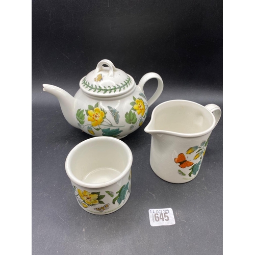 1645 - A Portmierion three piece tea set