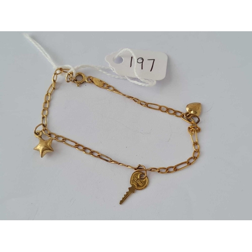 197 - A charm bracelet 9ct    1.4 gms