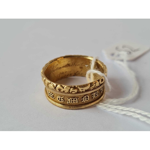 52 - A Georgian memorial ring, inscribed �Lord Mac Donald Died 19th June 1824 in the 51st year of his age... 