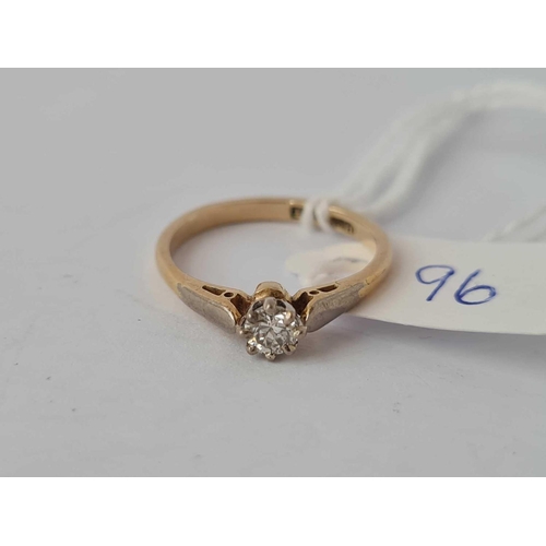 96 - A solitaire diamond ring, 18ct, size L, 2.2 g.