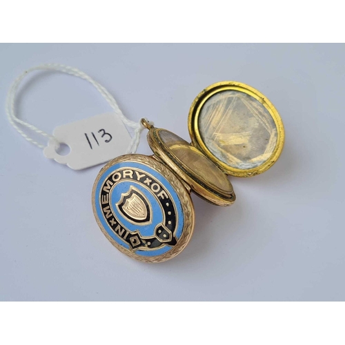 113 - A enamel gold back and front locket   12.5 gms