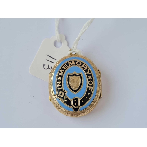 113 - A enamel gold back and front locket   12.5 gms