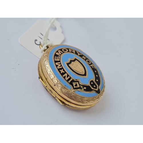 113 - A enamel gold back and front locket   12.5 gms