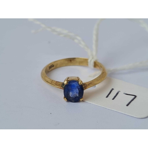 117 - A sapphire ring 14ct gold size L   2.1 gms