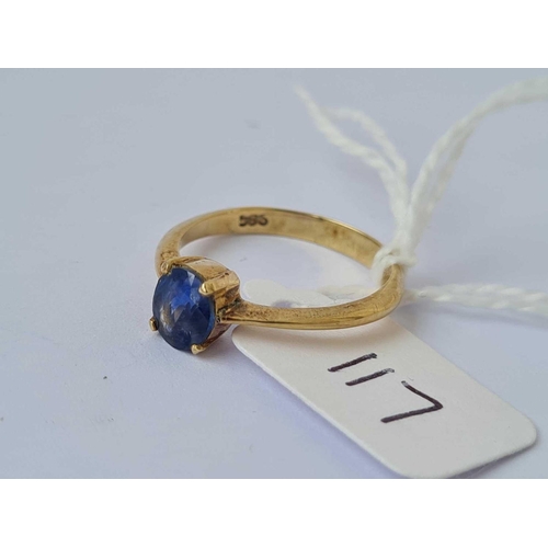 117 - A sapphire ring 14ct gold size L   2.1 gms