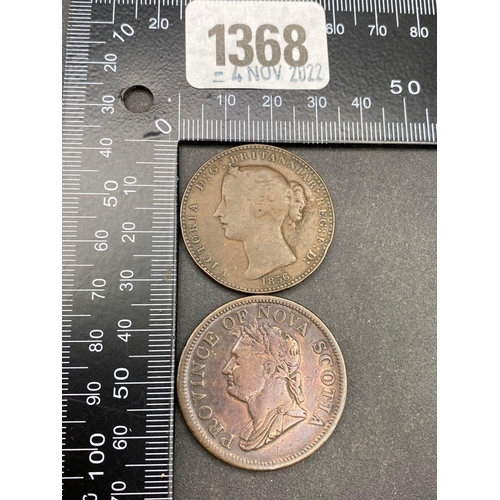 1368 - Nova Scotia Penny Tokens 1832 and 1856