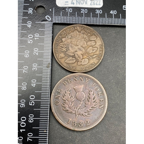 1368 - Nova Scotia Penny Tokens 1832 and 1856