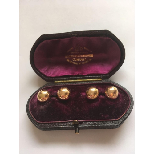 154 - A pair of vintage rose gold ball cufflinks in fitted box 4.6g