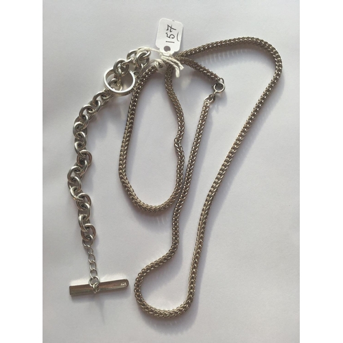 157 - A silver rope twist chain and silver bracelet 55g