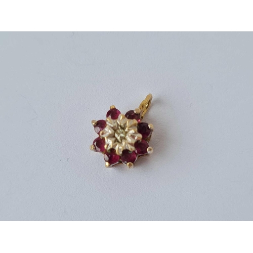 219 - A diamond and ruby cluster pendent 9ct