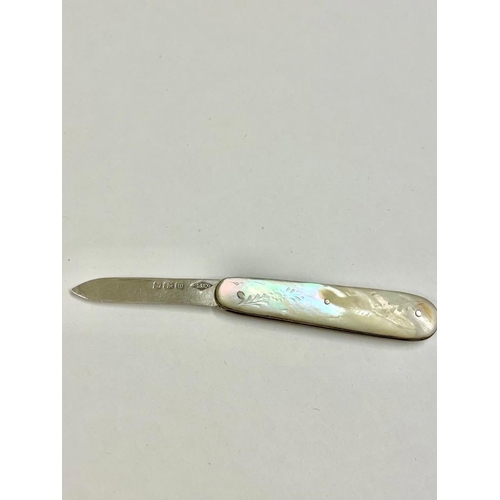 243 - A silver and MOP fruit knife