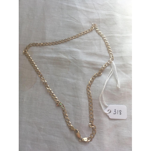 318 - A flat curb link neck chain 9ct 17 inch    6.6 gms